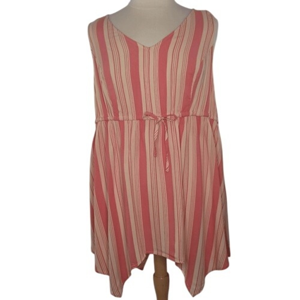 Torrid Pink Striped Sleeveless‎ Blouse